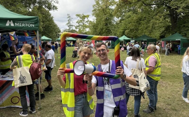 Cllr Eleanor Stringer with Merton Pride organisers